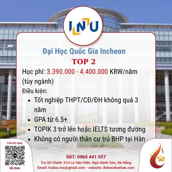 Đại Học Quốc Gia Incheon 2026: Học Phí, Học Bổng & Điều Kiện Mới Nhất