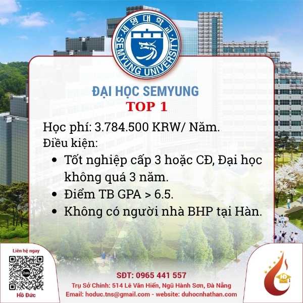 Đại học Semyung – 세명대학교 : Toàn cảnh học phí, học bổng và ký túc xá