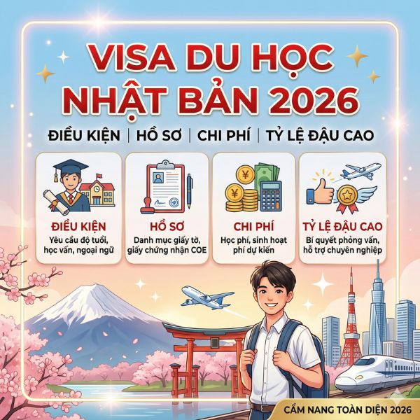 Visa du học Nhật Bản 2026: Điều kiện, hồ sơ, chi phí, tỷ lệ đậu cao