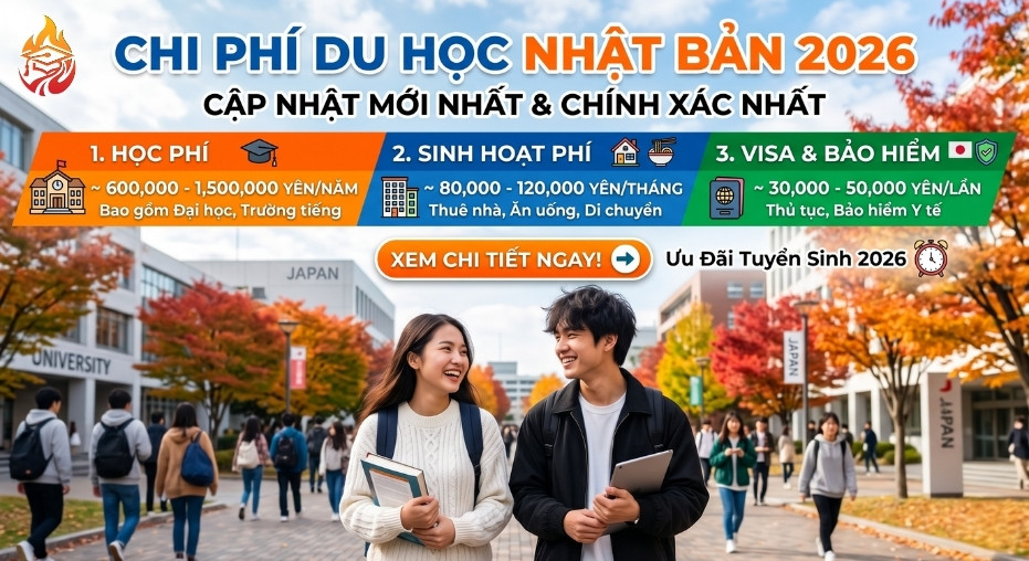 Chi phí du học Nhật Bản mới nhất năm 2026