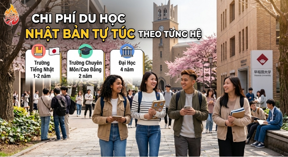 Chi phí du học Nhật Bản tự túc theo từng hệ