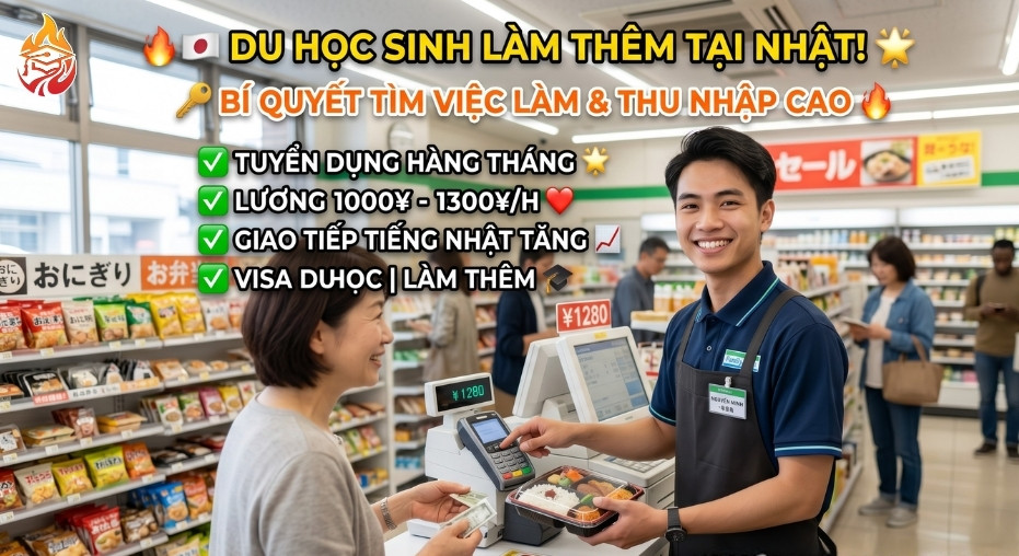 du học sinh làm thêm tại cửa hàng Nhật