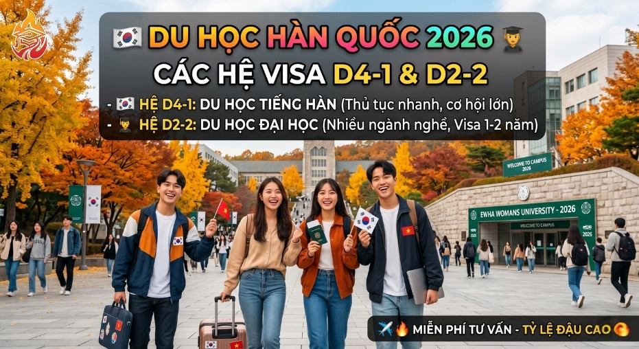 các hệ du học Hàn Quốc visa D4-1 D2-2 2026