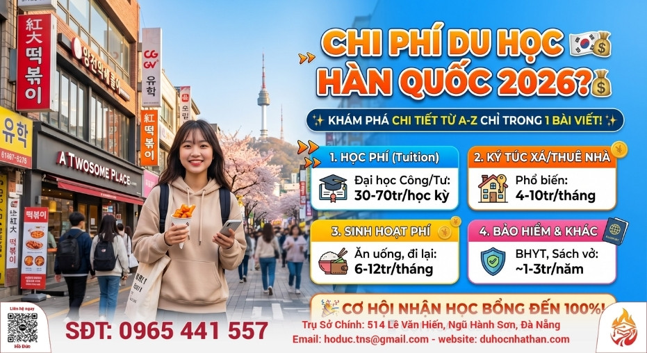 Chi phí du học Hàn Quốc 2026 bao nhiêu tiền
