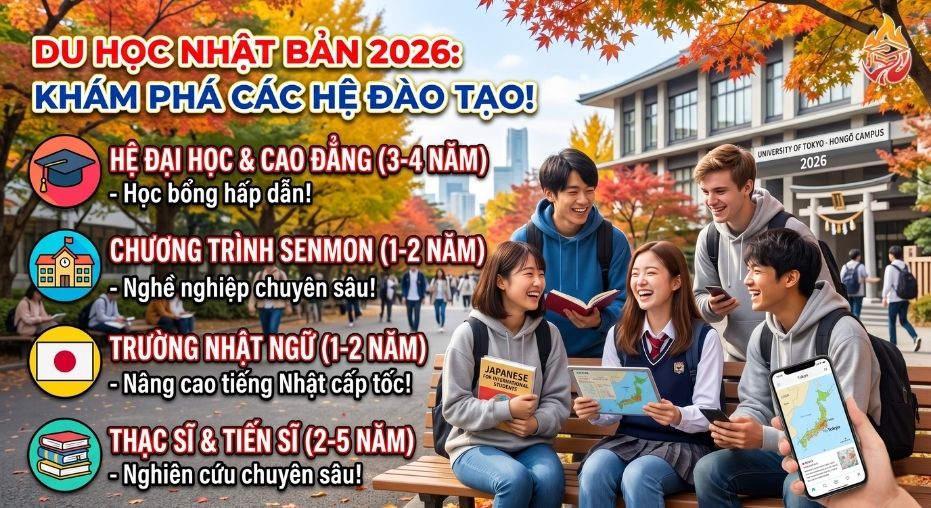 các hệ du học Nhật Bản 2026