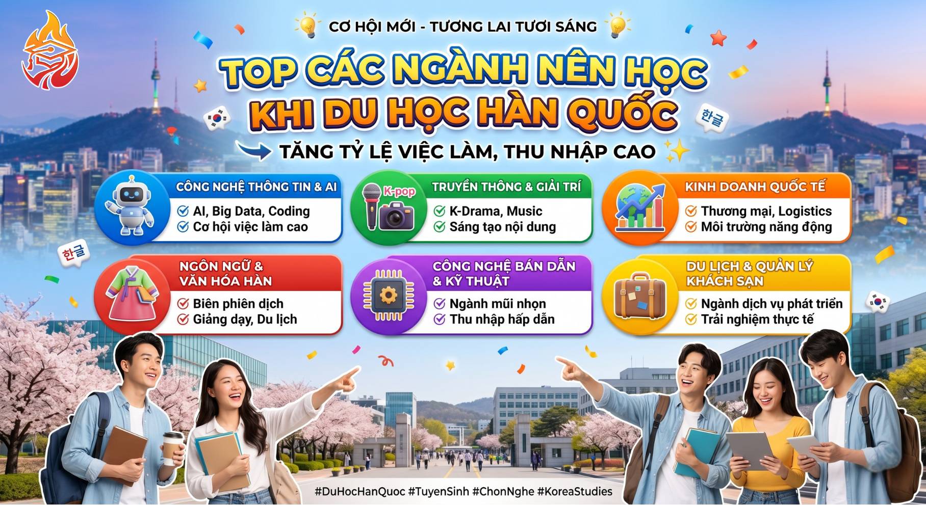 các ngành nên học khi du học Hàn Quốc