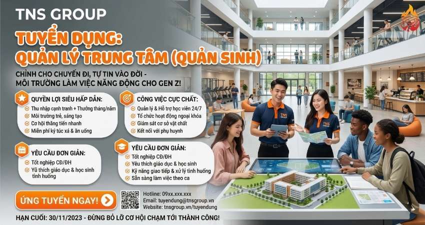 Tuyển Dụng Quản Lý Trung Tâm (Quản Sinh) Tại Đà Nẵng