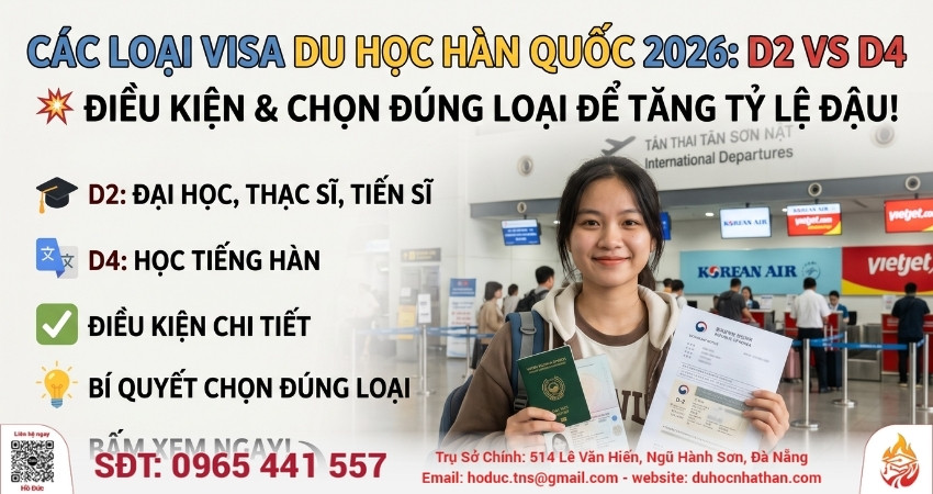 Các Loại Visa Du Học Hàn Quốc 2026: D2 Hay D4?