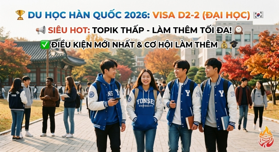 visa D2-2 đại học Hàn Quốc 2026 điều kiện TOPIK làm thêm