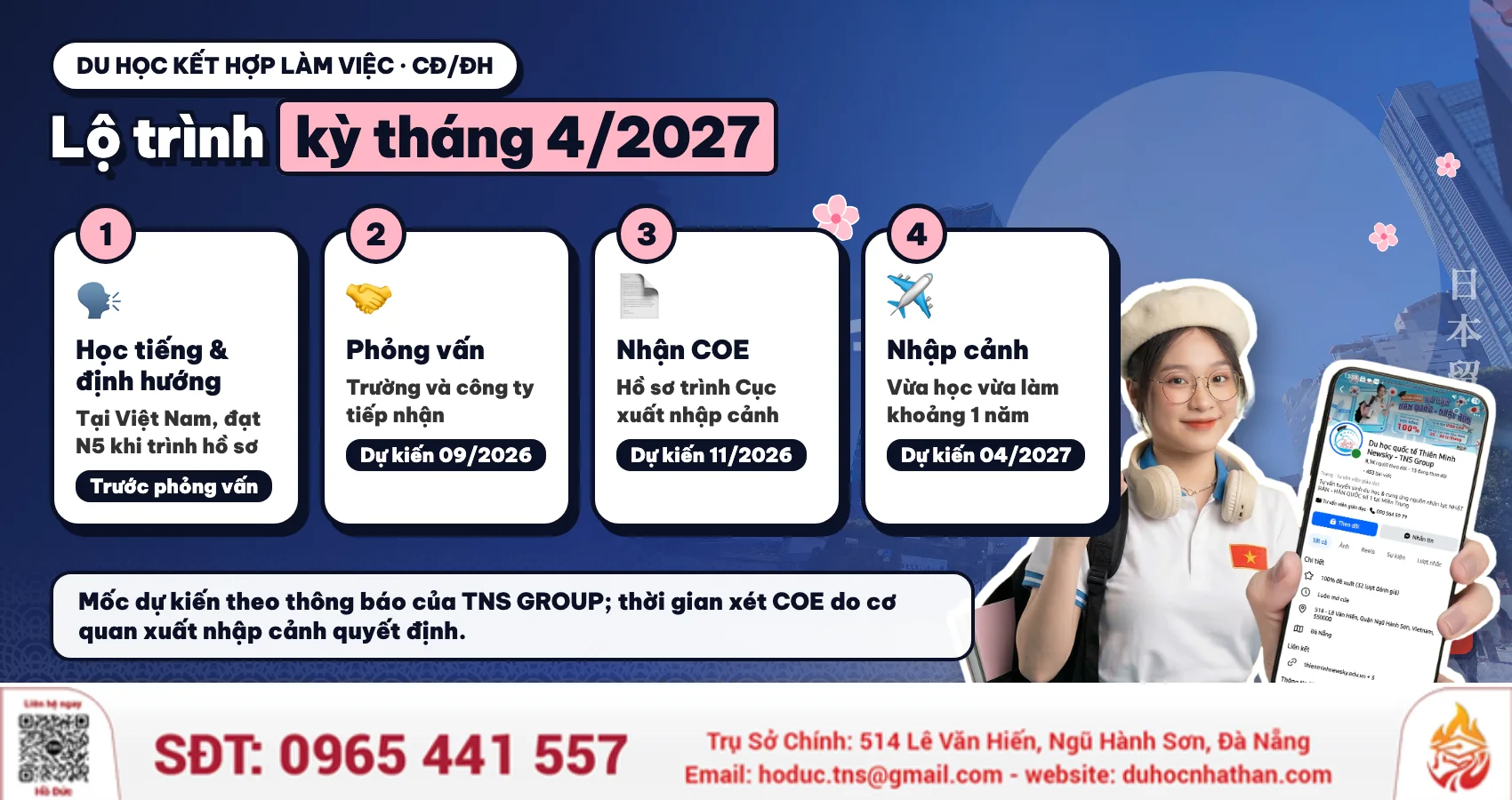 Lộ trình du học kết hợp làm việc kỳ tháng 4/2027
