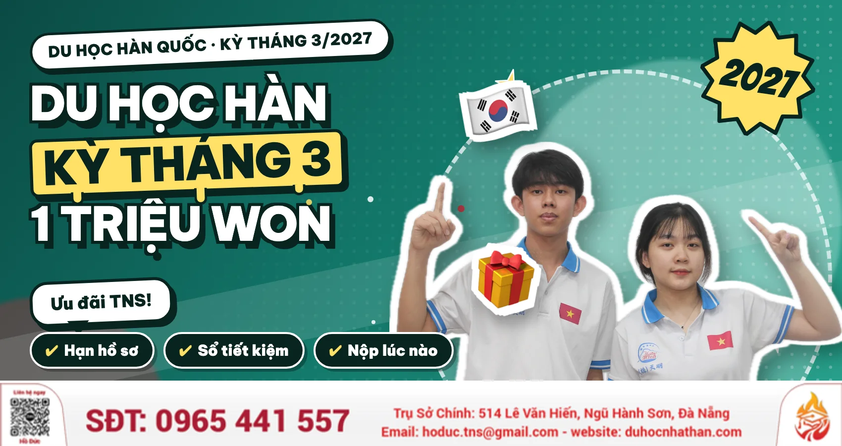 Du Học Hàn Kỳ Tháng 3/2027: Hạn Hồ Sơ, Ưu Đãi 1 Triệu Won