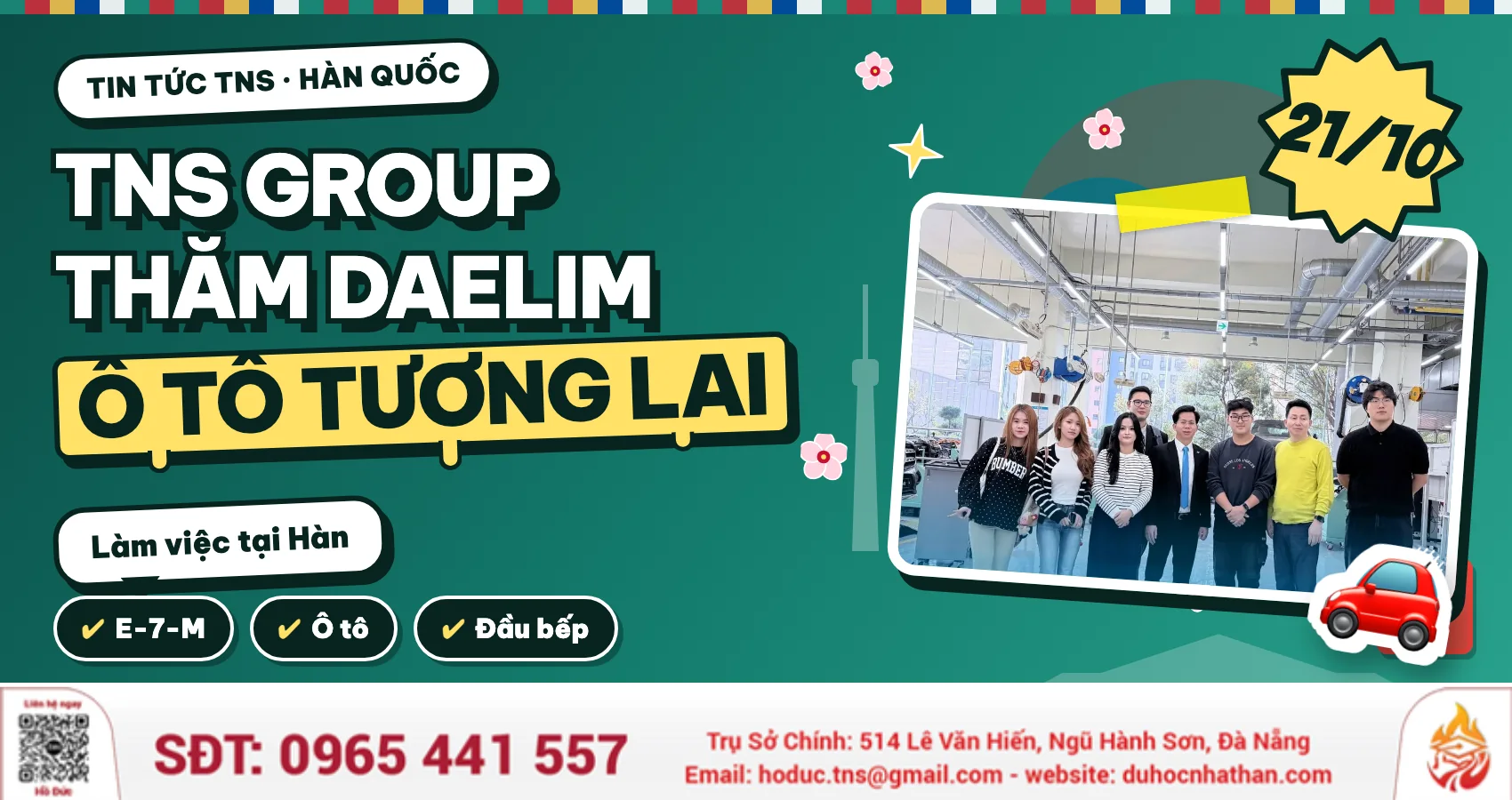 TNS GROUP Làm Việc Tại Đại Học Daelim: Ô Tô Tương Lai, E-7-M