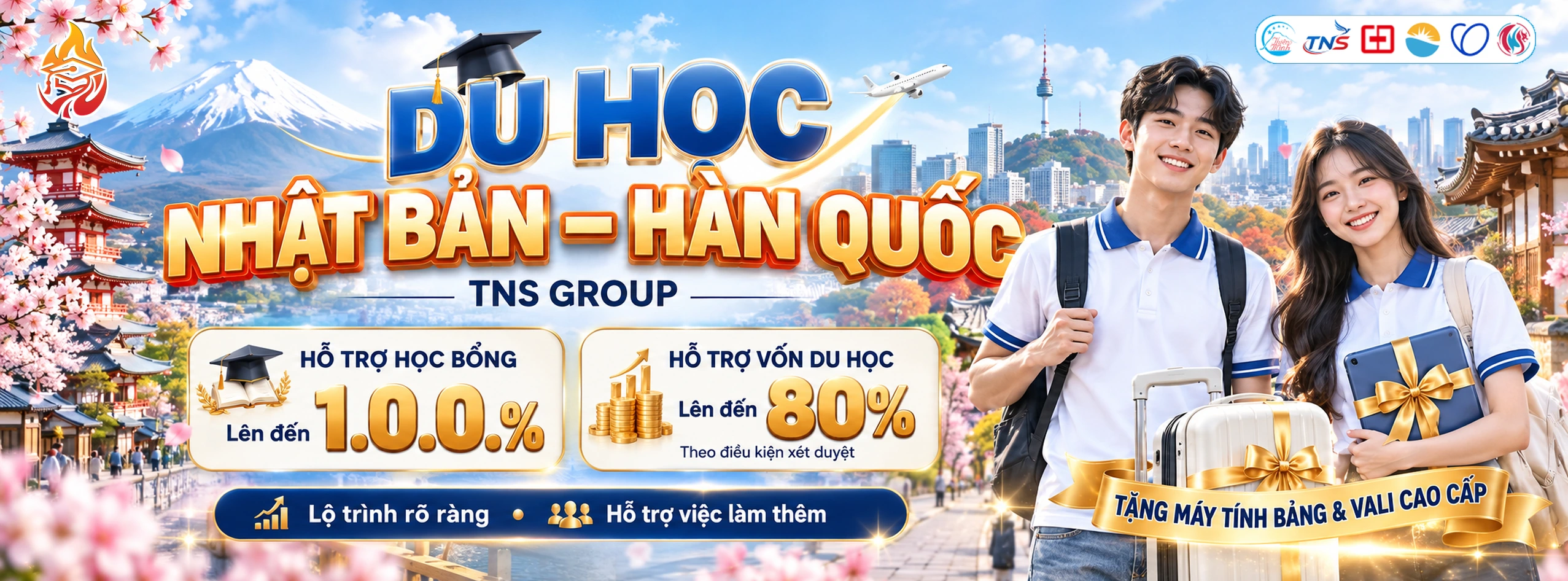 TNS GROUP tuyển sinh du học Nhật Bản, Hàn Quốc: hỗ trợ học bổng, hỗ trợ vốn du học, lộ trình rõ ràng và hỗ trợ việc làm thêm